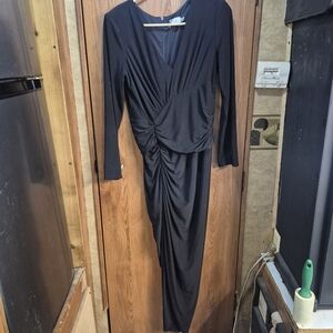 Eliza JChic Black Long Sleeve Draped Dress.   Box 31
